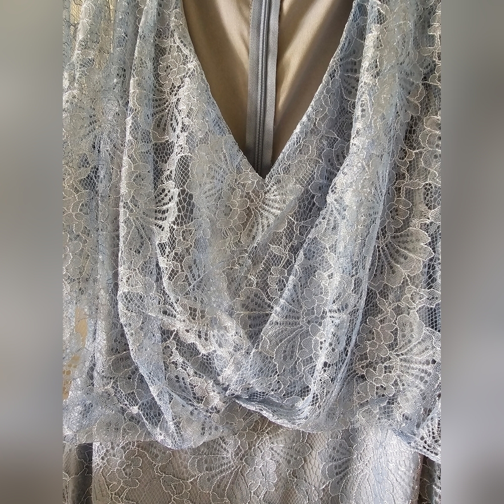 Lulus Bliss Delight Light Blue Lace Flutter Sleeve Maxi Dress, Size XS - Picture 11 of 14